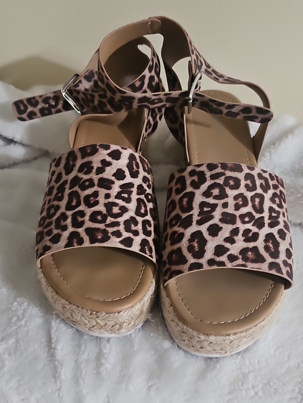 Soda Leopard Print Platform Espadrille Sandals - Brown